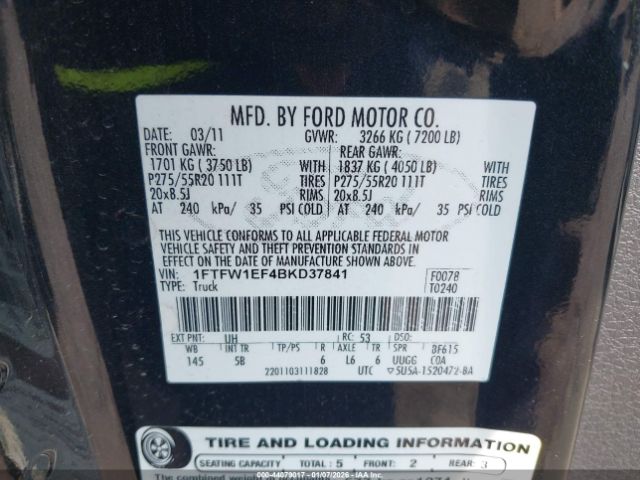 2011 FORD F-150 1FTFW1EF4BKD37841 Photo 8