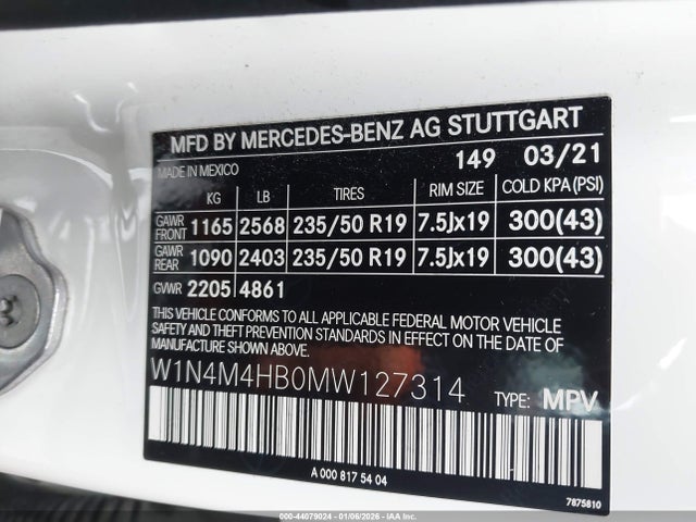 W1N4M4HB0MW127314 Mercedes-Benz Glb 250 4matic