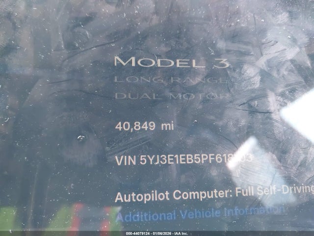 Продажа на аукционе авто 2023 Tesla Model 3 Long Range Dual Motor All-wheel Drive, vin: 5YJ3E1EB5PF618103, номер лота: 44079124