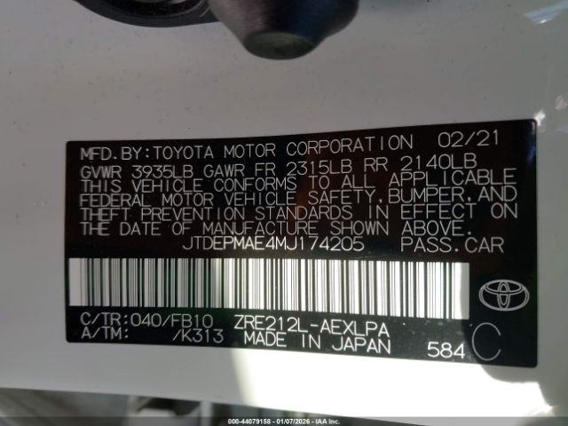 2021 TOYOTA COROLLA JTDEPMAE4MJ174205 Photo 8