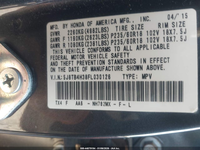 2015 ACURA RDX 5J8TB4H38FL030126 Photo 8