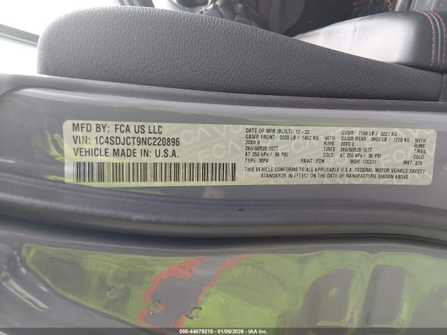 2022 DODGE DURANGO 1C4SDJCT9NC220896 Photo 8