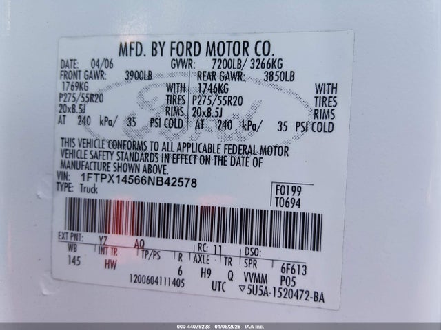 2006 FORD F-150 1FTPX14566NB42578 Photo 8