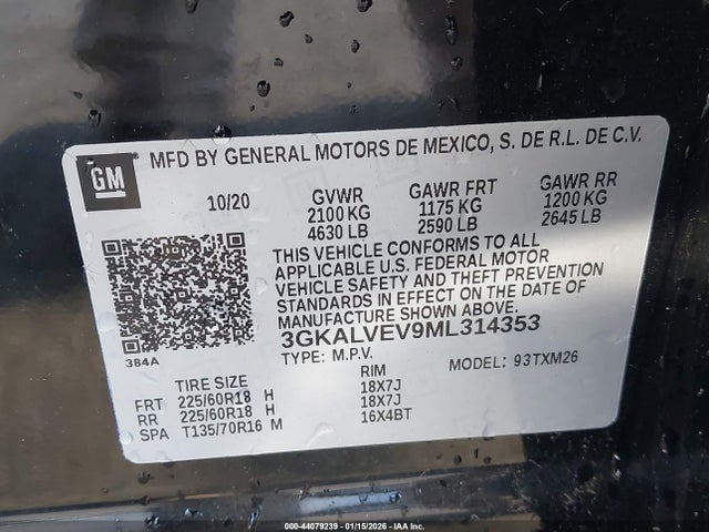 2021 Gmc Terrain Awd Slt მანქანა იყიდება აუქციონზე, vin: 3GKALVEV9ML314353, აუქციონის ნომერი: 44079239