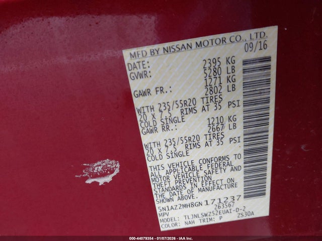 Nissan Murano Platinum 2016 5N1AZ2MH8GN171237 Image 9