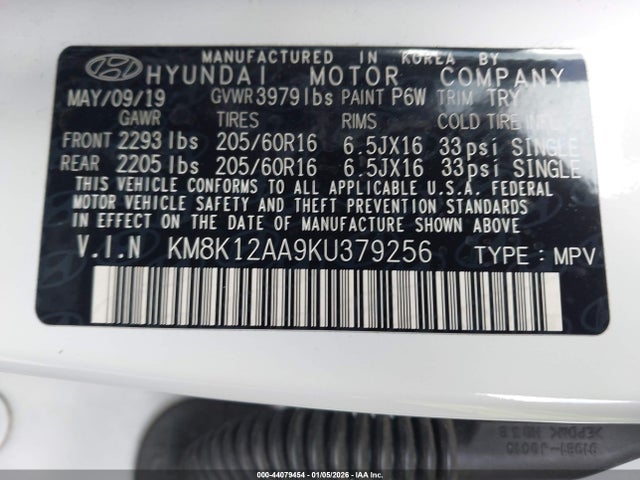 KM8K12AA9KU379256 Hyundai Kona Se