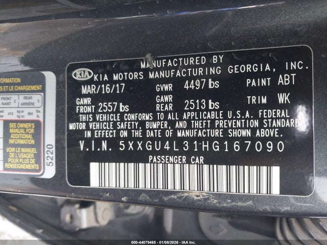 5XXGU4L31HG167090 KIA OPTIMA EX