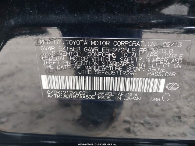 2013 LEXUS LS 460 JTHBL5EF6D5119298 Photo 8