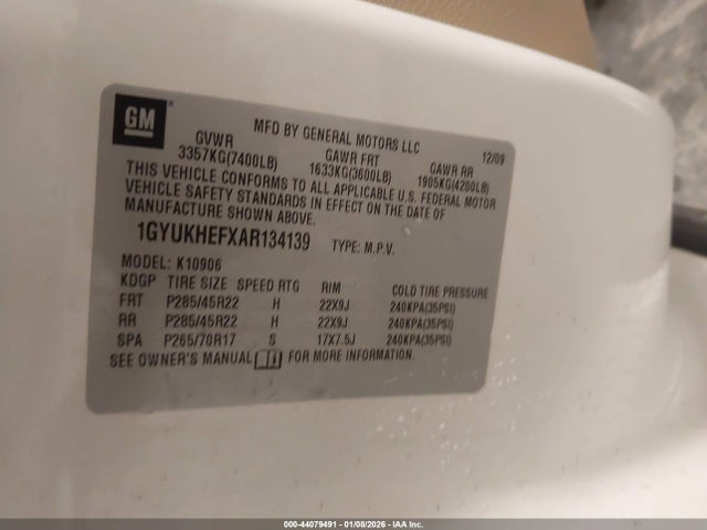 2010 CADILLAC ESCALADE 1GYUKHEFXAR134139 Photo 8