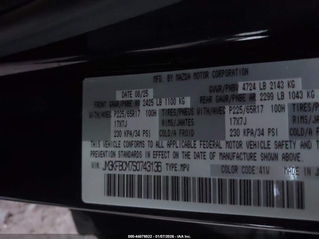 Aukcja sprzedaży 2025 Mazda Cx-5 2.5 S Preferred, vin: JM3KFBCM7S0743136, numer aukcji: 44079522