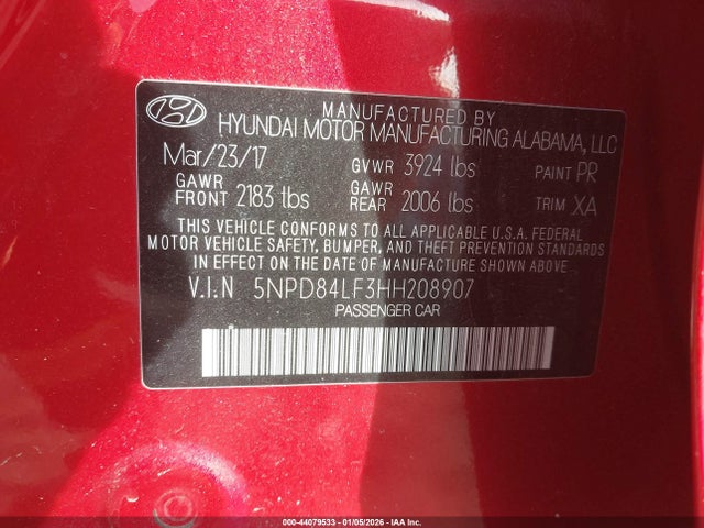 Hyundai Elantra Value Edition 2017 5NPD84LF3HH208907 Image 9