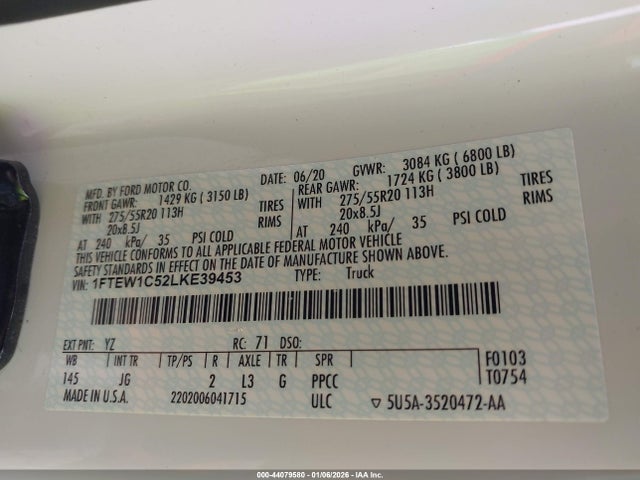 Ford F-150 Xl 2020 1FTEW1C52LKE39453 Image 9