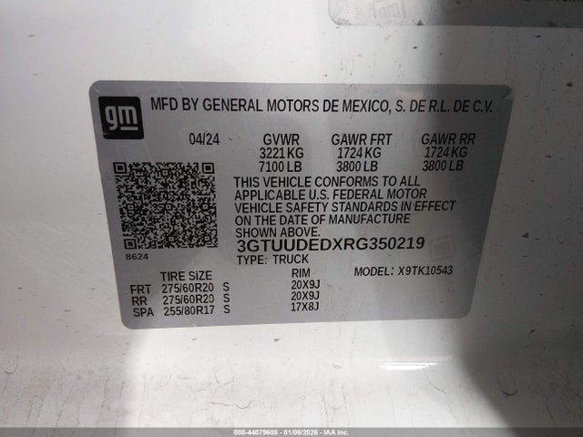 3GTUUDEDXRG350219 GMC Sierra 1500 4wd Short Box Slt
