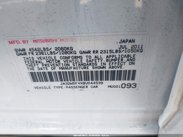 2011 MITSUBISHI LANCER EVOLUTION JA32W5FVXBU044539 Photo 8