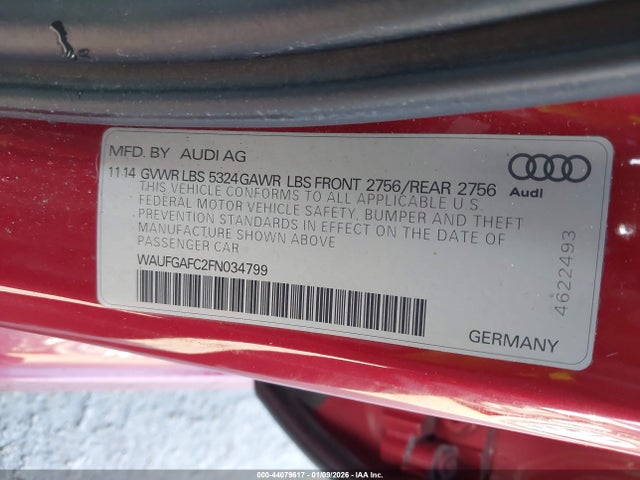 Продажа на аукционе авто 2015 Audi A6 3.0t Premium Plus, vin: WAUFGAFC2FN034799, номер лота: 44079617