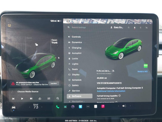 44079654 :رقم المزاد ، 5YJ3E1EA8MF020672 vin ، 2021 Tesla Model 3 Standard Range Plus Rear-wheel Drive مزاد بيع