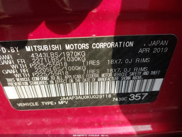 2019 MITSUBISHI OUTLANDER SPORT JA4AP3AU0KU029118 Photo 8