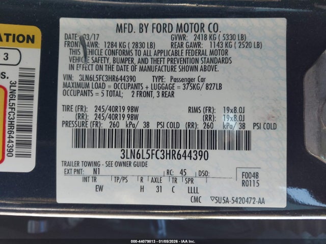 2017 LINCOLN MKZ 3LN6L5FC3HR644390 Photo 8