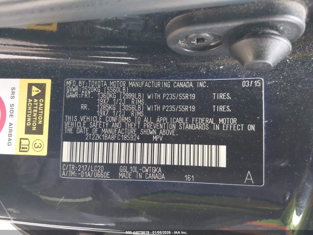 2T2ZK1BA8FC185924 Lexus RX 350