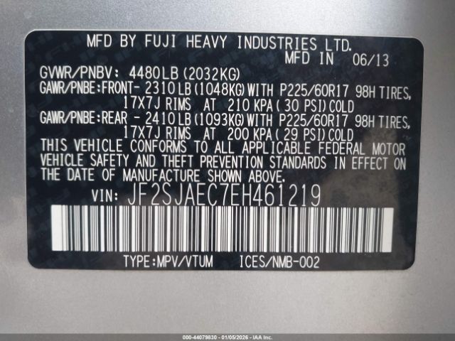 2014 SUBARU FORESTER JF2SJAEC7EH461219 Photo 8