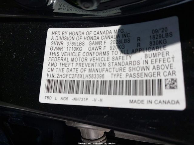 2020 HONDA CIVIC 2HGFC2F8XLH583396 Photo 8