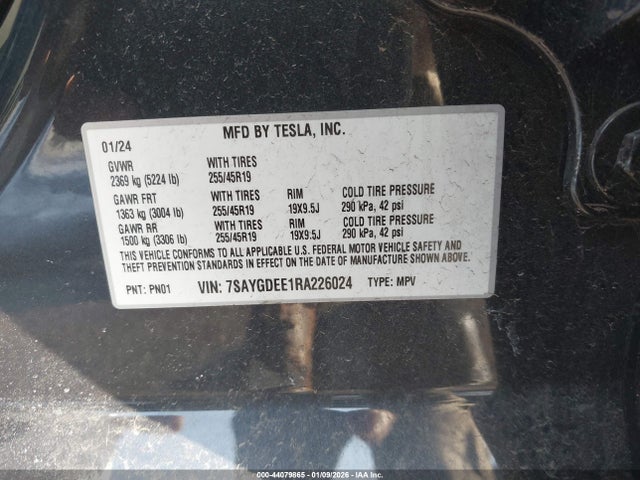 2024 TESLA MODEL Y 7SAYGDEE1RA226024 Photo 8
