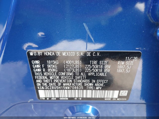 3CZRU5H15MM708635 Honda Hr-v 2wd Sport