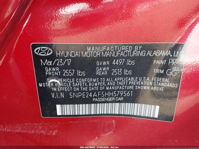 5NPE24AF5HH579561 Hyundai Sonata