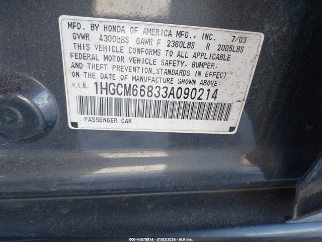 2003 HONDA ACCORD SDN 1HGCM66833A090214 Photo 8