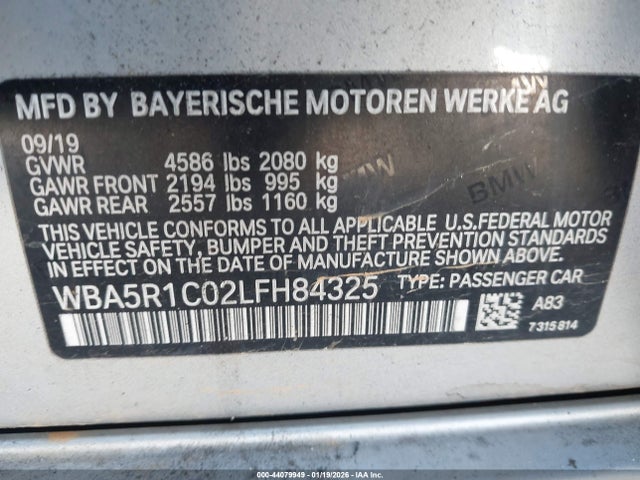 Продаж на аукціоні авто 2020 Bmw 330i, vin: WBA5R1C02LFH84325, номер лоту: 44079949