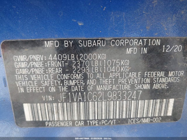 2020 SUBARU WRX JF1VA1C62L9833247 Photo 8