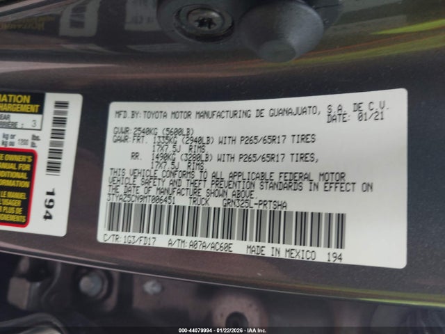 Toyota Tacoma Sr5 V6 2021 3TYAZ5CN9MT006451 Image 9