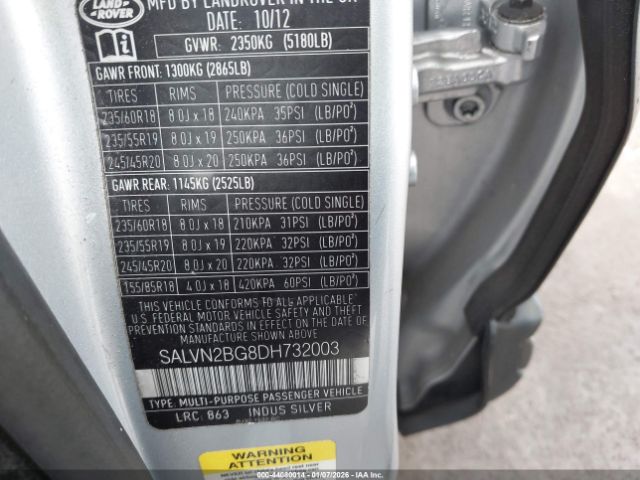 2013 LAND ROVER RANGE ROVER EVOQUE SALVN2BG8DH732003 Photo 8