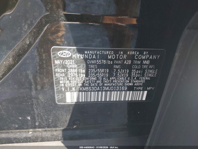 Hyundai Santa Fe Hybrid Sel Premium 2021 KM8S3DA13MU013169 Image 9