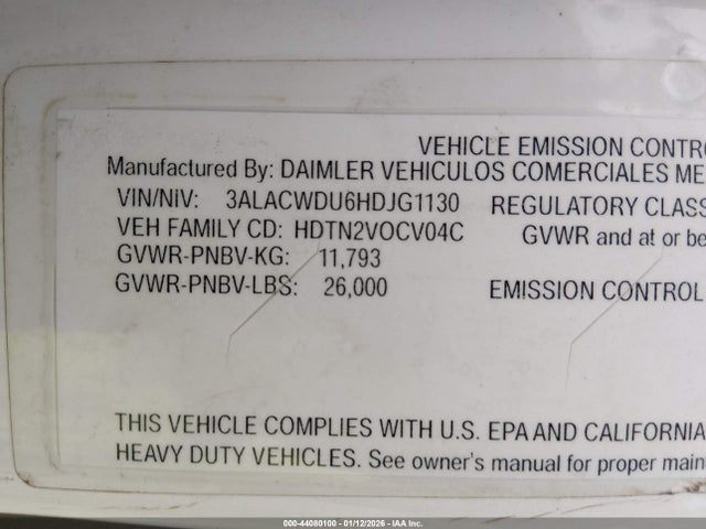 44080100 :رقم المزاد ، 3ALACWDU6HDJG1130 vin ، 2017 Freightliner M2 106 مزاد بيع