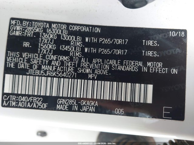 JTEBU5JR6K5640271 Toyota 4RUNNER SR5
