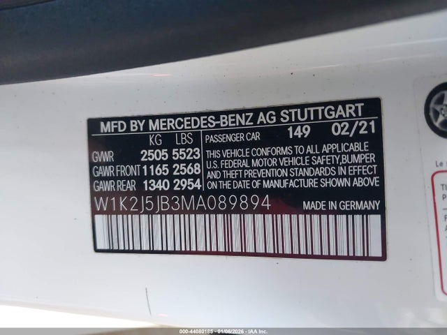 2021 MERCEDES-BENZ CLS 450 W1K2J5JB3MA089894 Photo 8