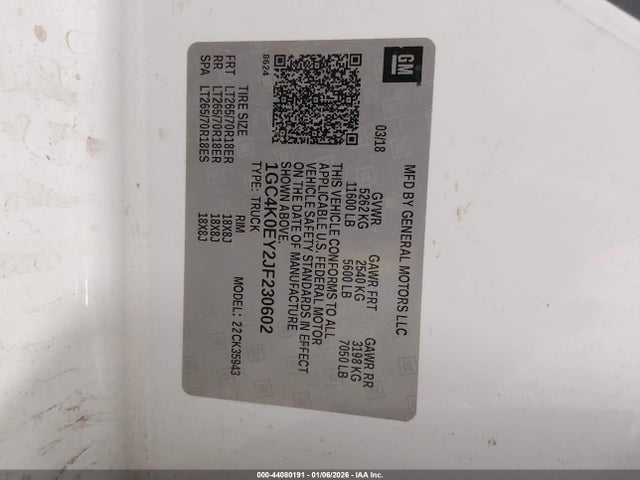 1GC4K0EY2JF230602 Chevrolet Silverado 3500hd Ltz
