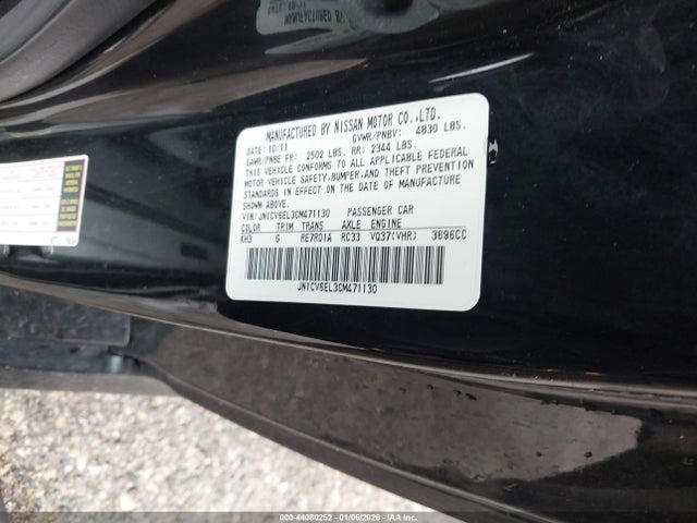 Aukcja sprzedaży 2012 Infiniti G37x, vin: JN1CV6EL3CM471130, numer aukcji: 44080252