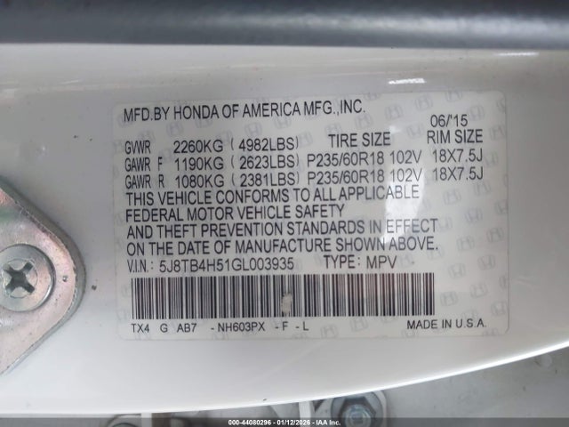 2016 ACURA RDX 5J8TB4H51GL003935 Photo 8