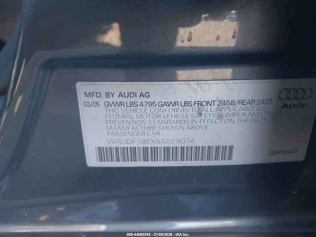 2005 AUDI A4 WAUDF78EX5A529074 Photo 8