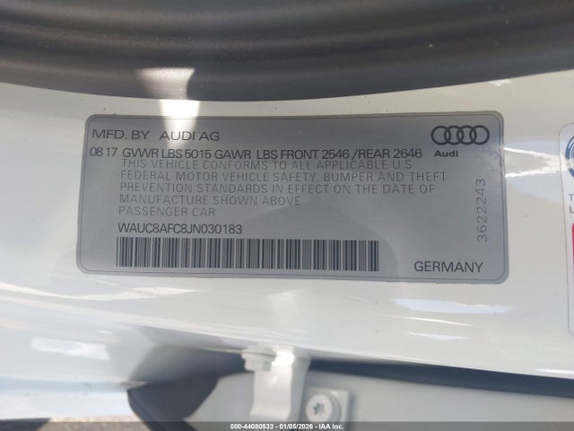Aukcja sprzedaży 2018 Audi A6 2.0t Premium/2.0t Sport, vin: WAUC8AFC8JN030183, numer aukcji: 44080533