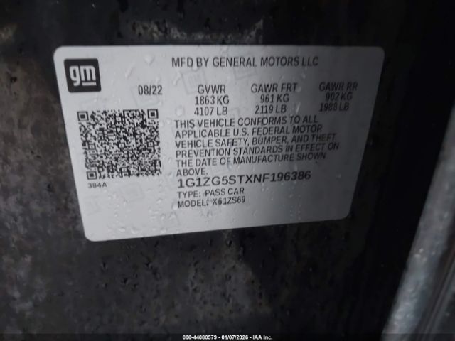 2022 CHEVROLET MALIBU 1G1ZG5STXNF196386 Photo 8