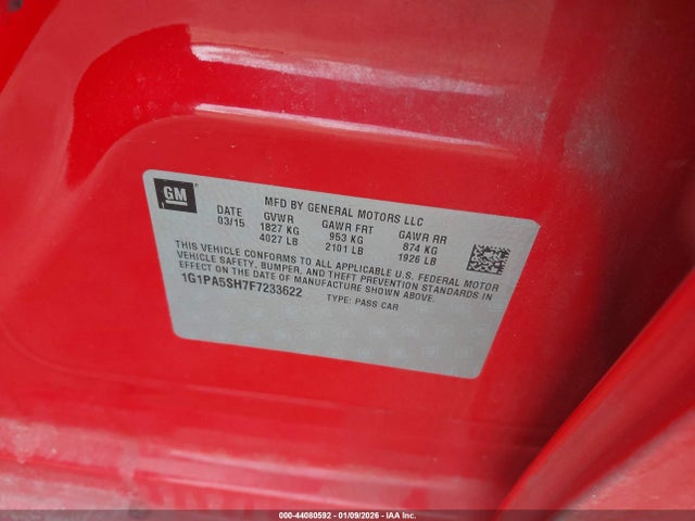 1G1PA5SH7F7233622 Chevrolet Cruze Ls Auto
