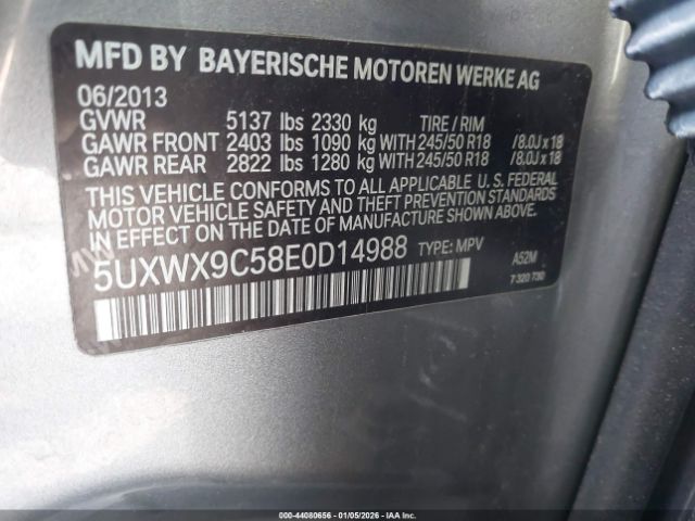 2014 BMW X3 5UXWX9C58E0D14988 Photo 8