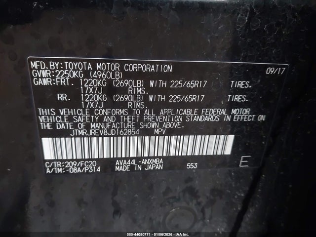 JTMRJREV8JD162854 Toyota Rav4 Hybrid Xle