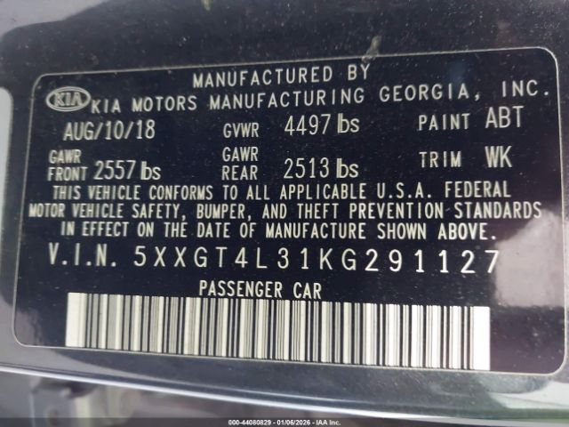 2019 KIA OPTIMA 5XXGT4L31KG291127 Photo 8