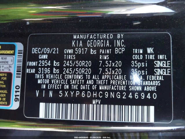 5XYP6DHC9NG246940 KIA Telluride S