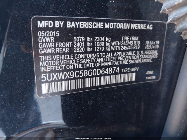 2016 Bmw X3 Xdrive28i მანქანა იყიდება აუქციონზე, vin: 5UXWX9C58G0D64874, აუქციონის ნომერი: 44080864