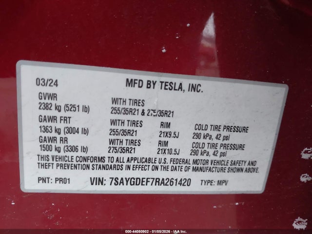 2024 TESLA MODEL Y 7SAYGDEF7RA261420 Photo 8